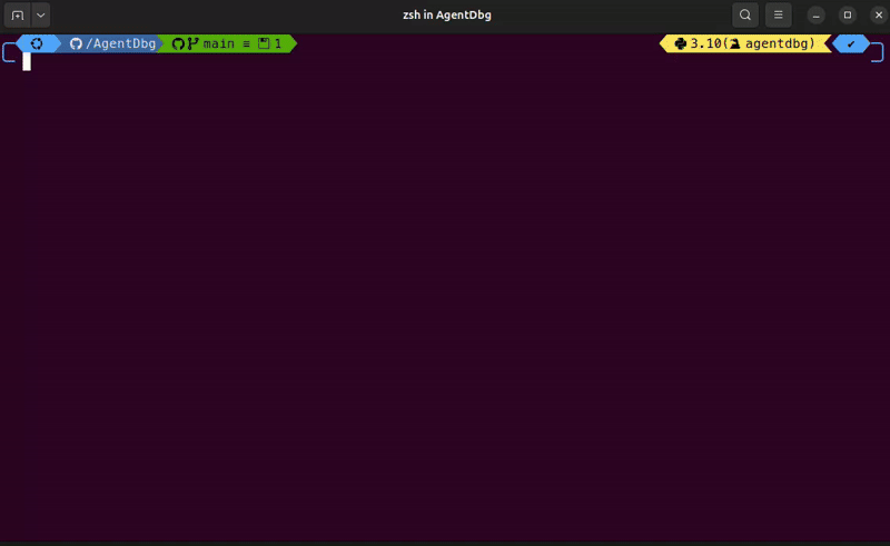 AgentDbg timeline UI showing detailed run events